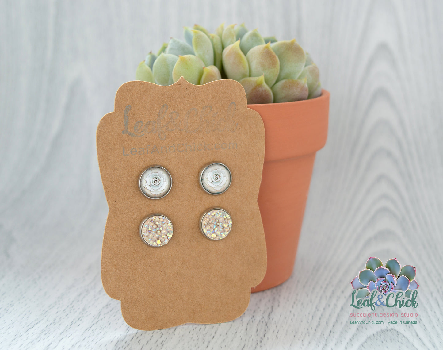 Tiny Stud Duos Greens or Ivories
