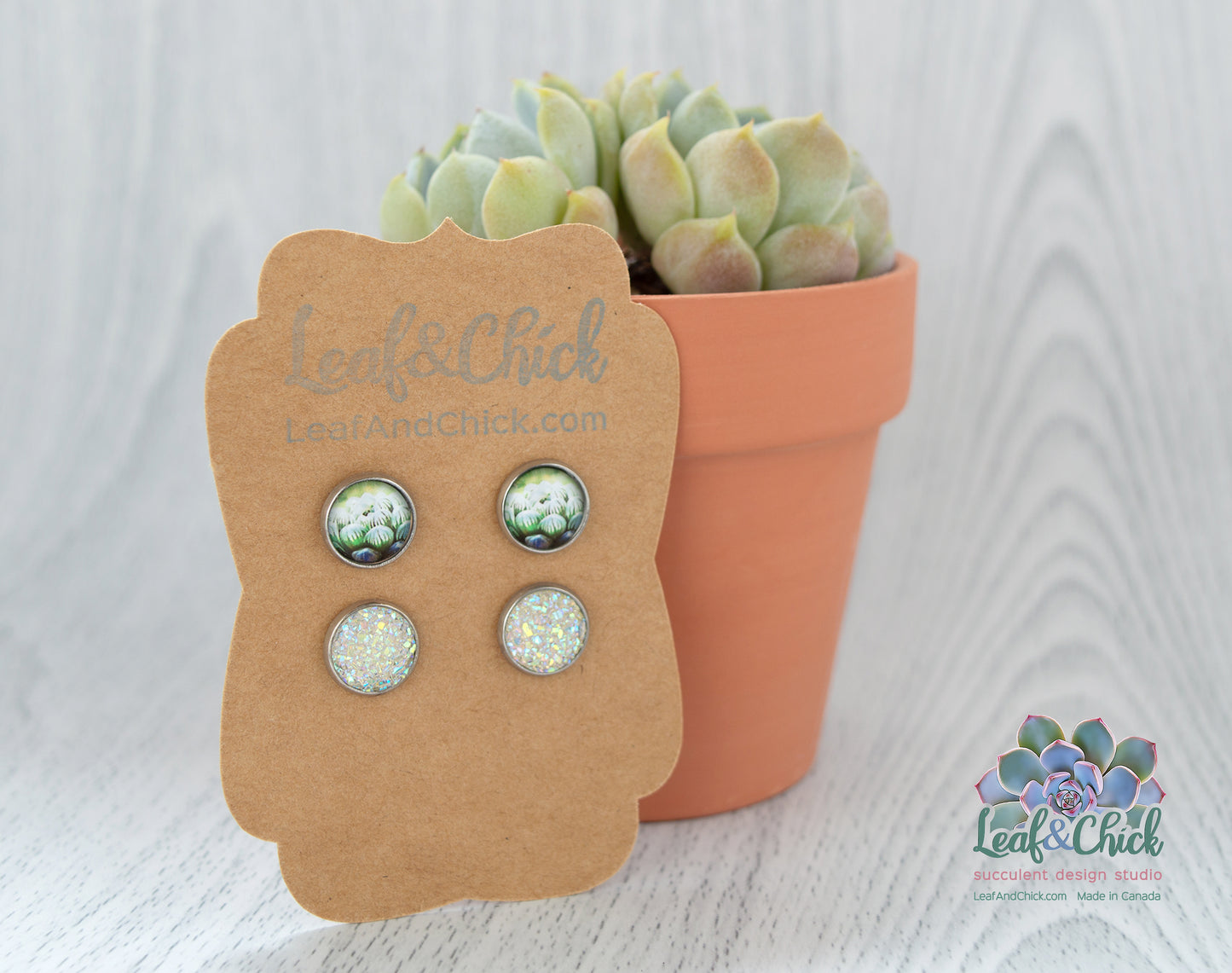 Tiny Stud Duos Greens or Ivories