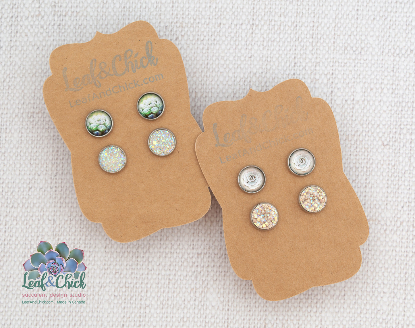 Tiny Stud Duos Greens or Ivories