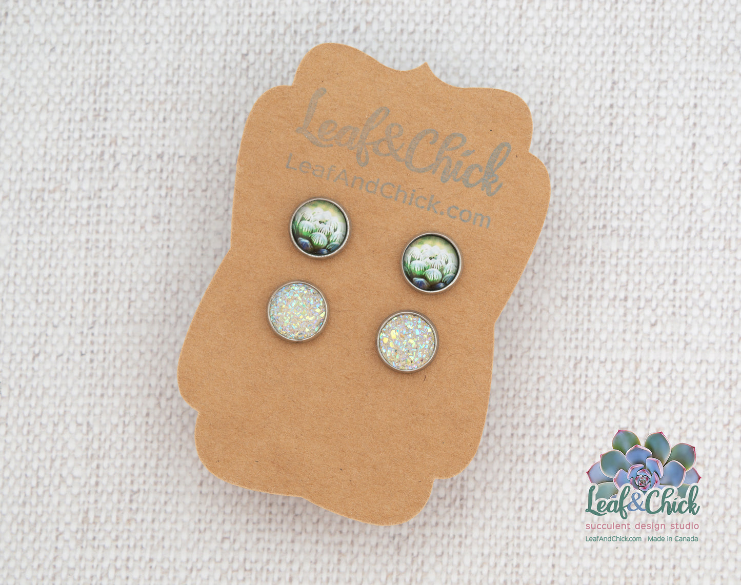 Tiny Stud Duos Greens or Ivories