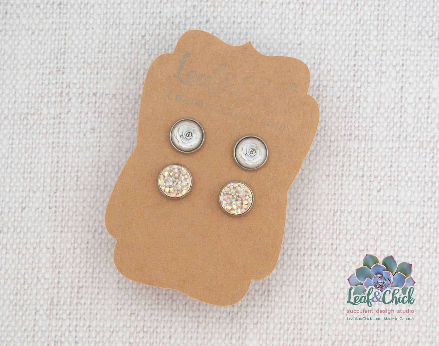 Tiny Stud Duos Greens or Ivories