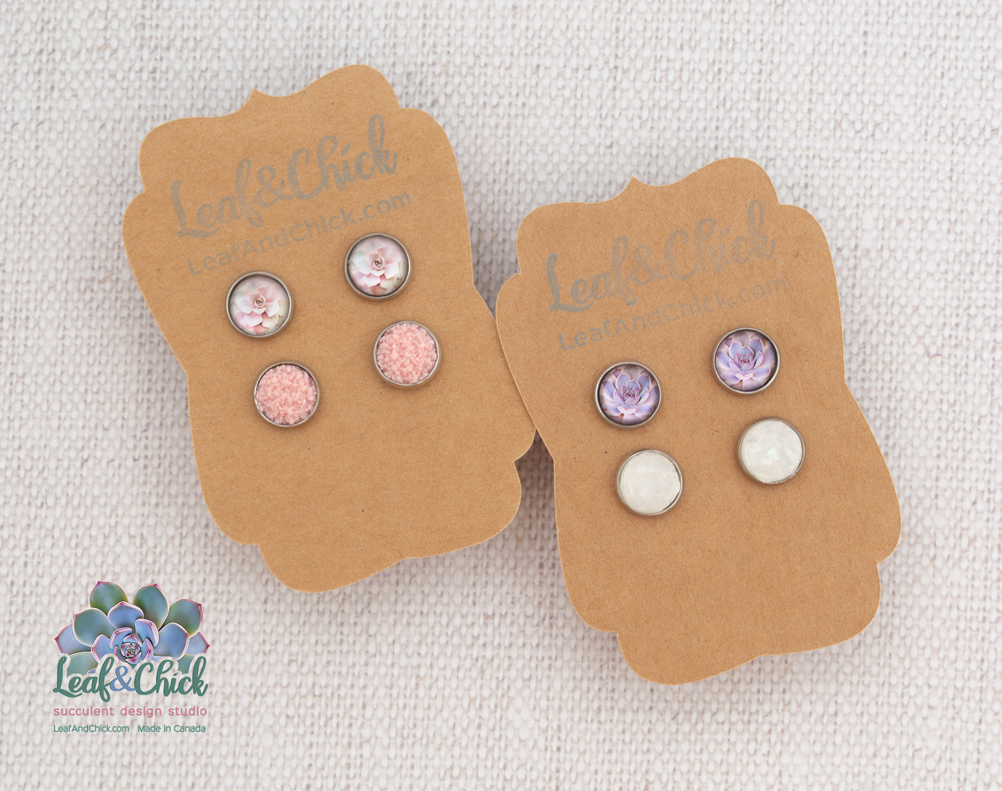 Tiny Stud Duos Pinks or Purples