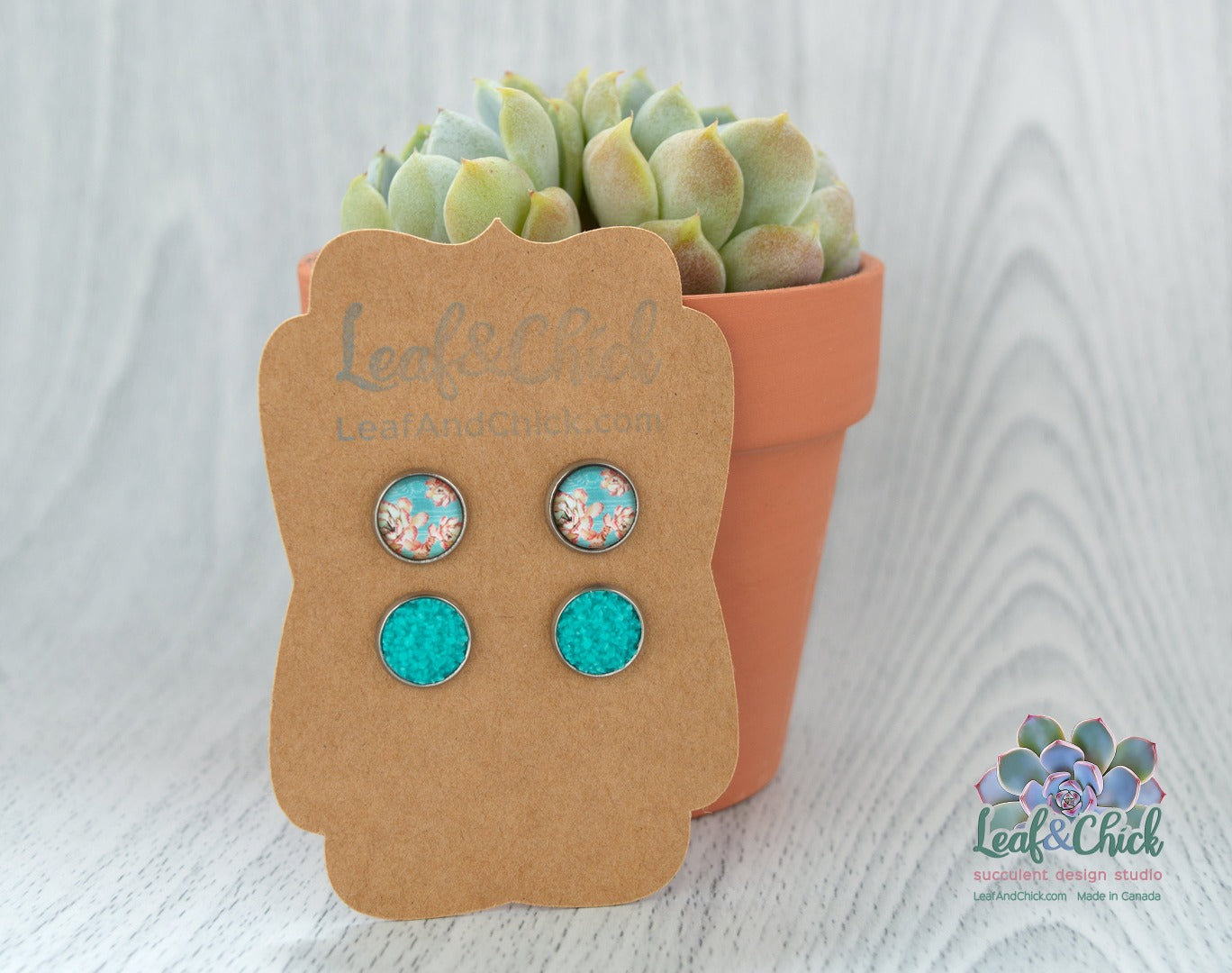 tiny teal stud earrings