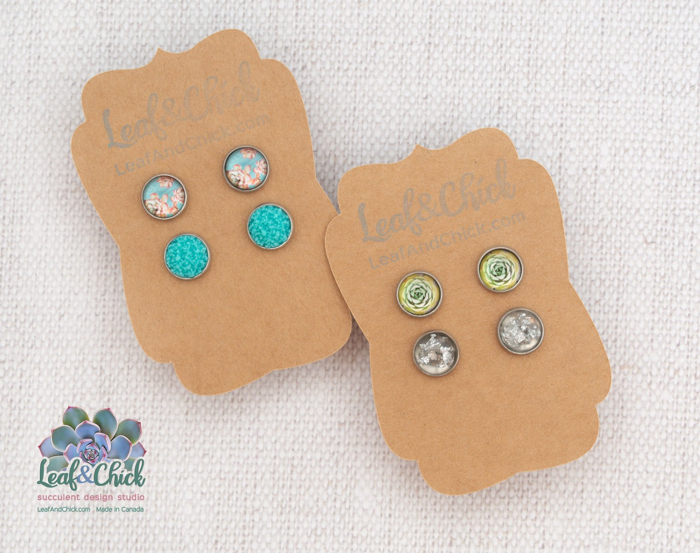 Tiny Stud Duos Teals or Yellows
