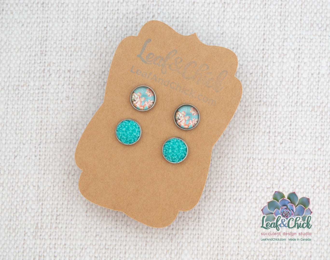Tiny Stud Duos Teals or Yellows