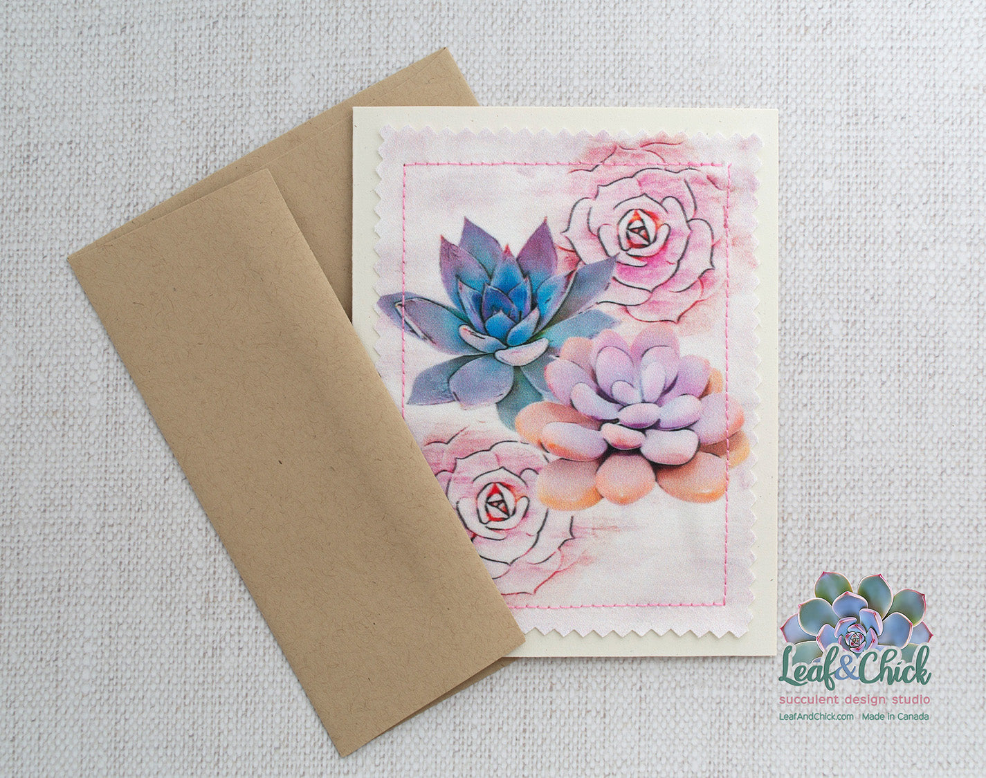 Pink Succulent Greeting Cards