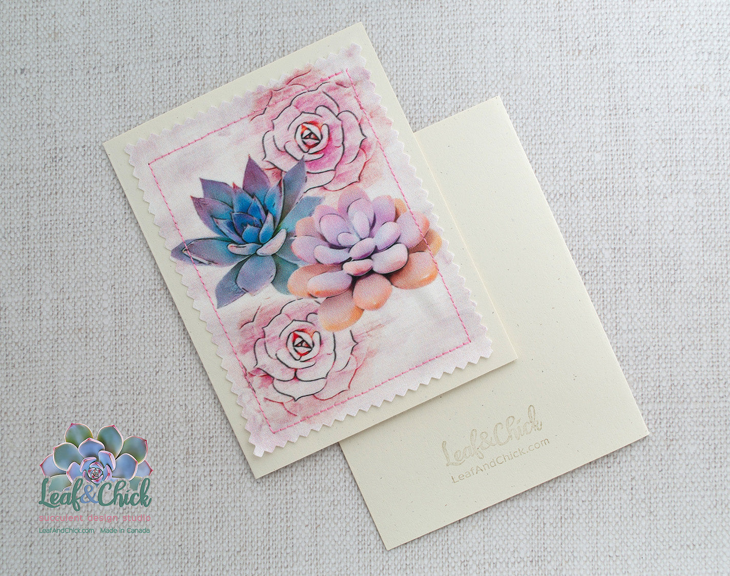 Pink Succulent Greeting Cards