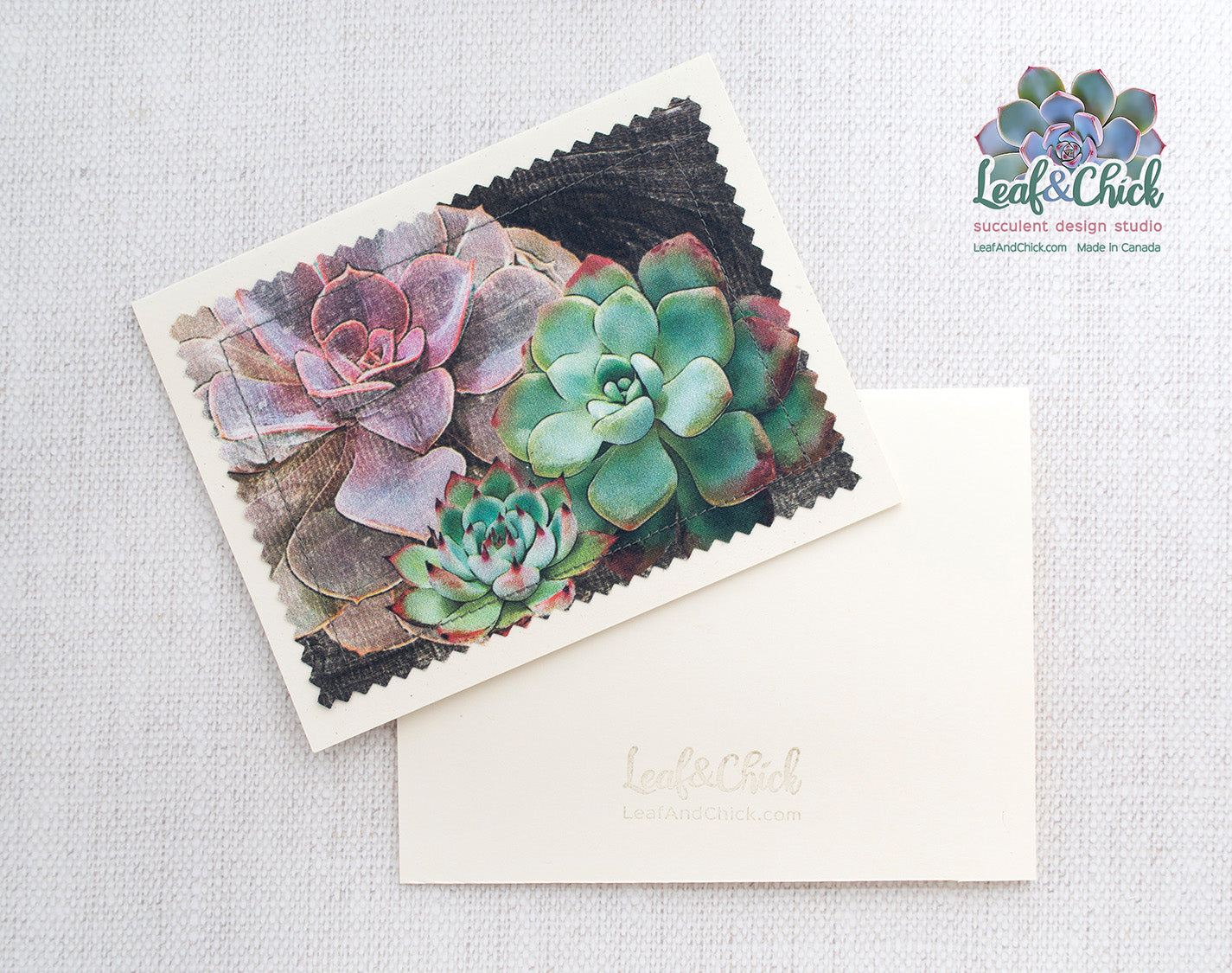 printed fabric succulent greeting card by Leaf & Chick