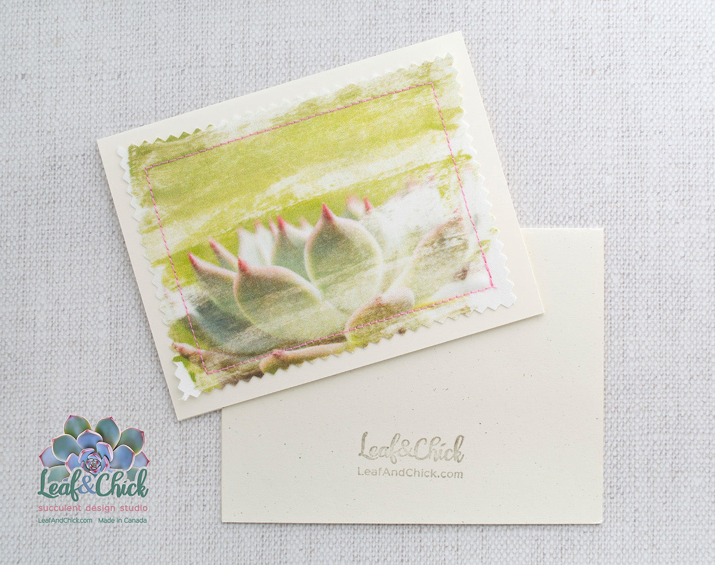 printed fabric succulent greeting card by Leaf & Chick