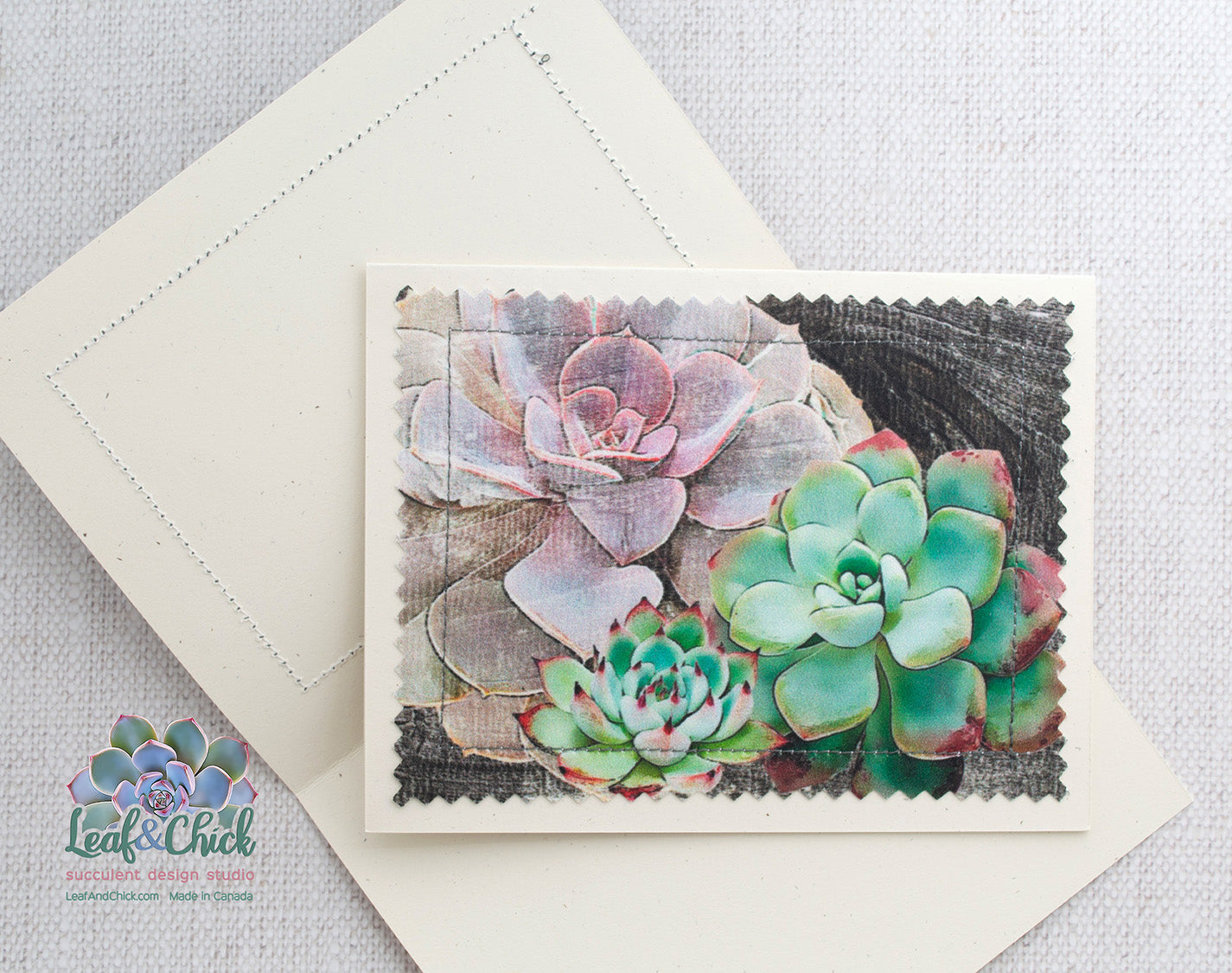 printed fabric succulent greeting card by Leaf & Chick
