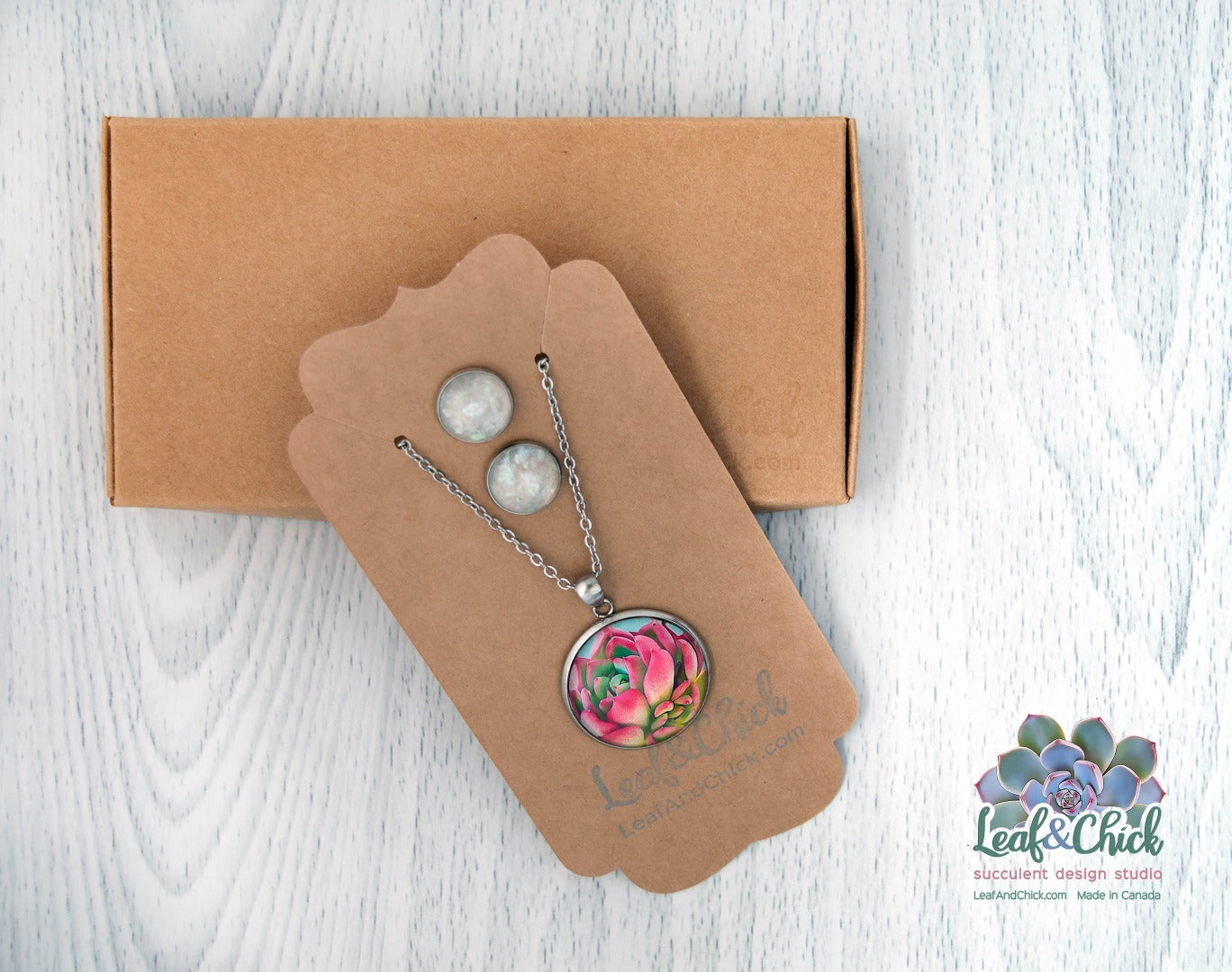Jewelry set by Leaf & Chick boxed and ready to gift