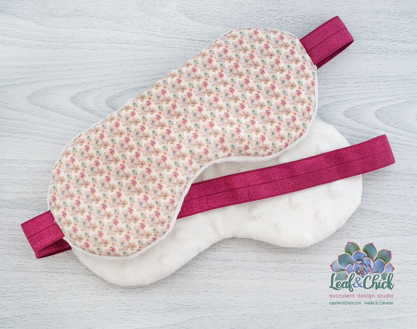 White & Burgundy Sleep Mask