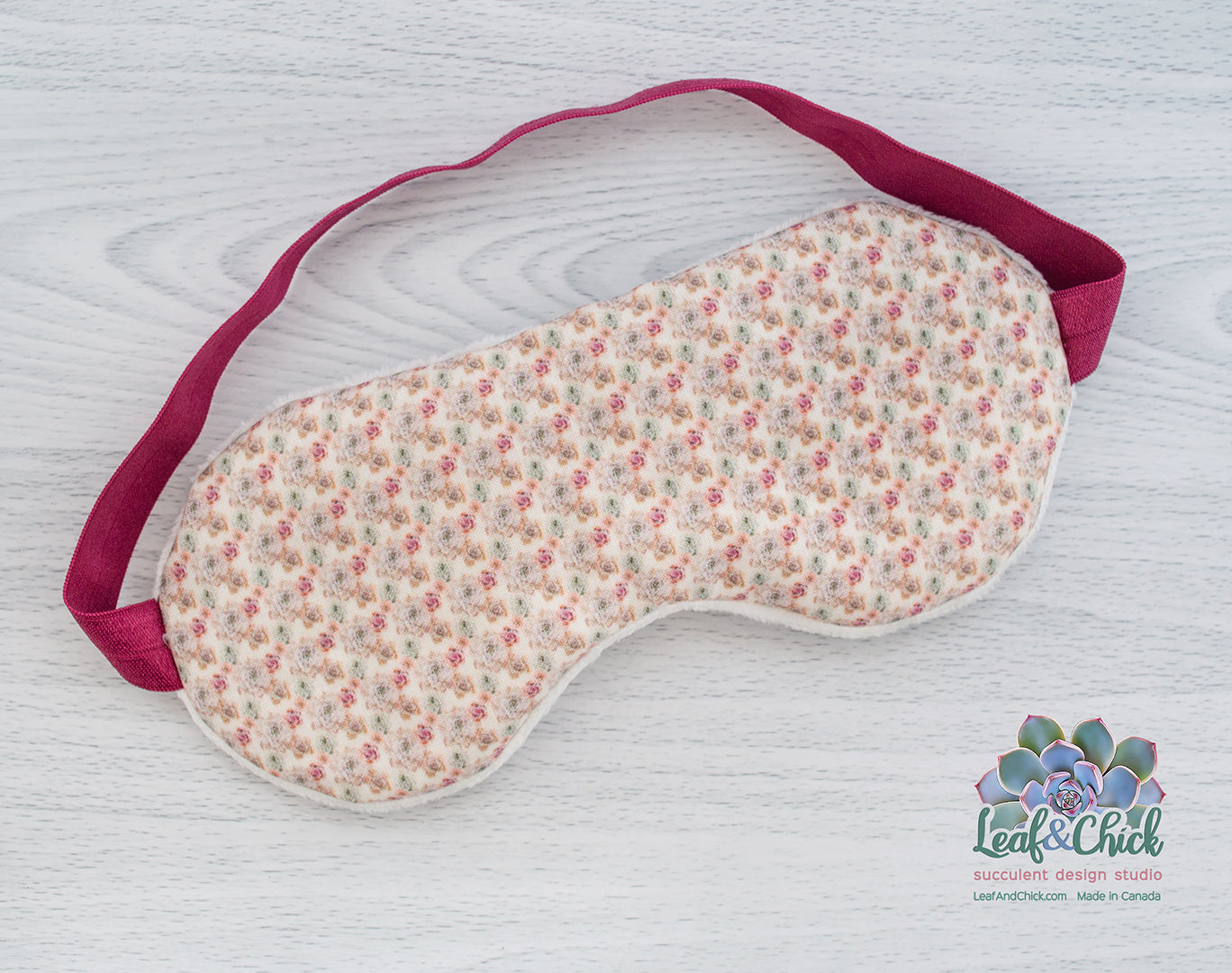 White & Burgundy Sleep Mask