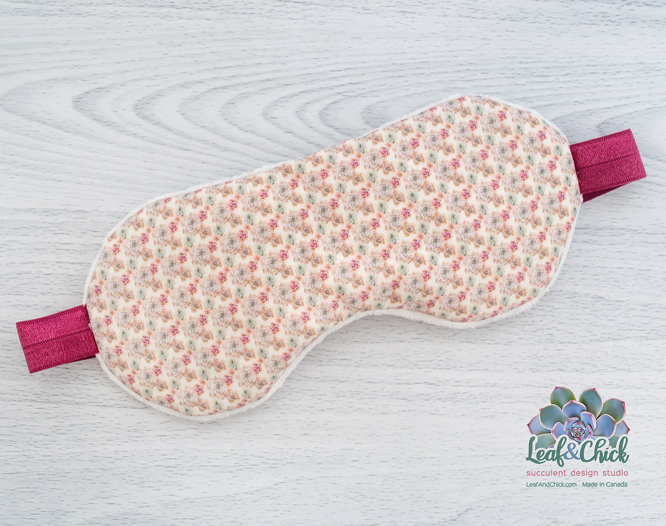 White & Burgundy Sleep Mask