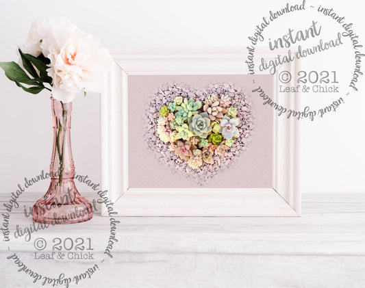 mock up of succulent heart art work