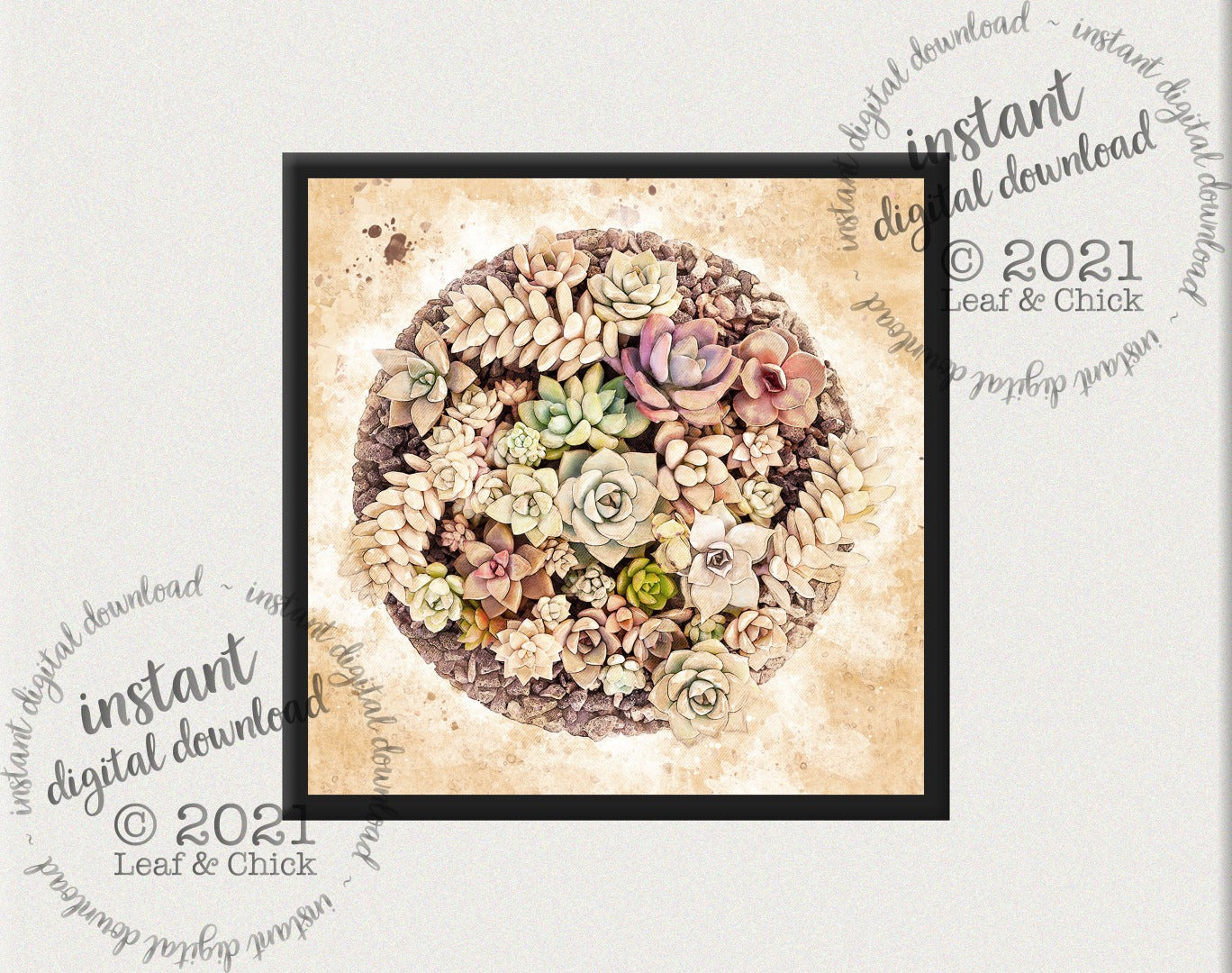 Vintage Style Succulents | INSTANT DOWNLOAD | 1002