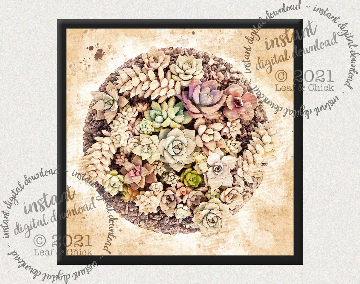 Vintage Style Succulents | INSTANT DOWNLOAD | 1002