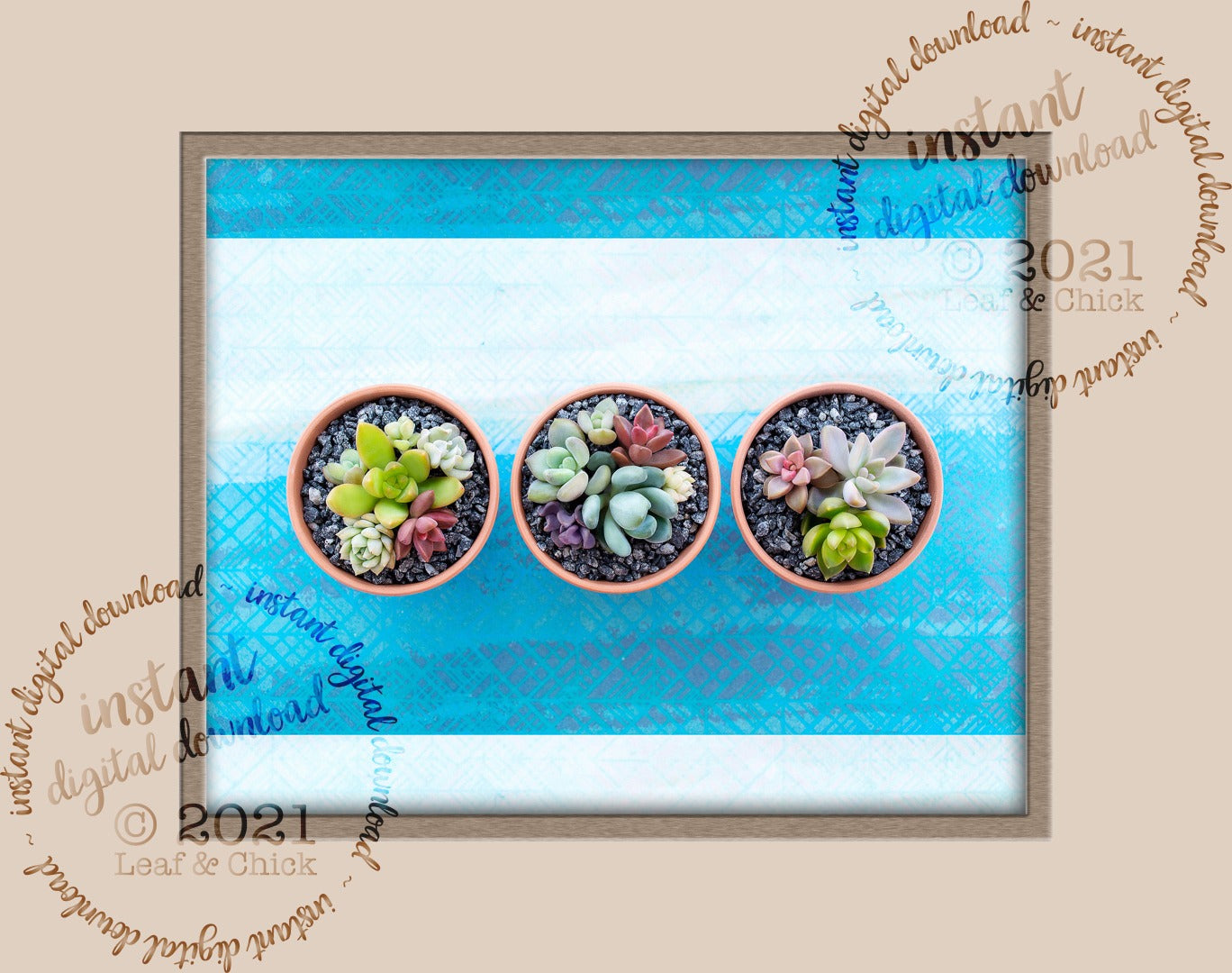 Blue Succulent Trio | INSTANT DOWNLOAD | 1006