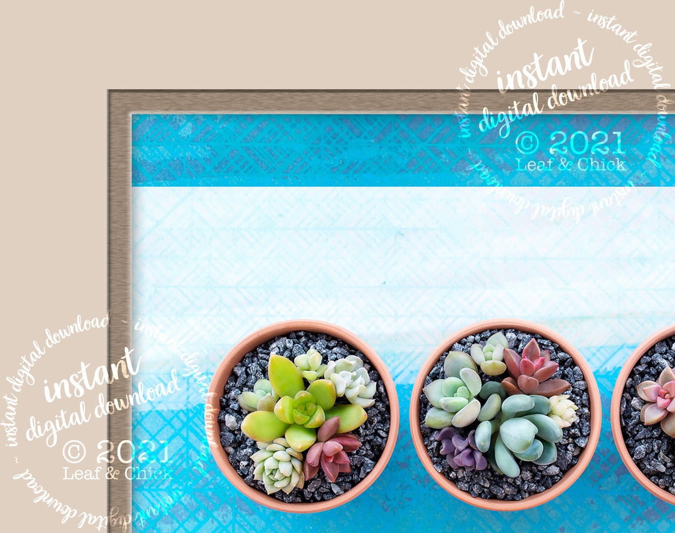 Blue Succulent Trio | INSTANT DOWNLOAD | 1006