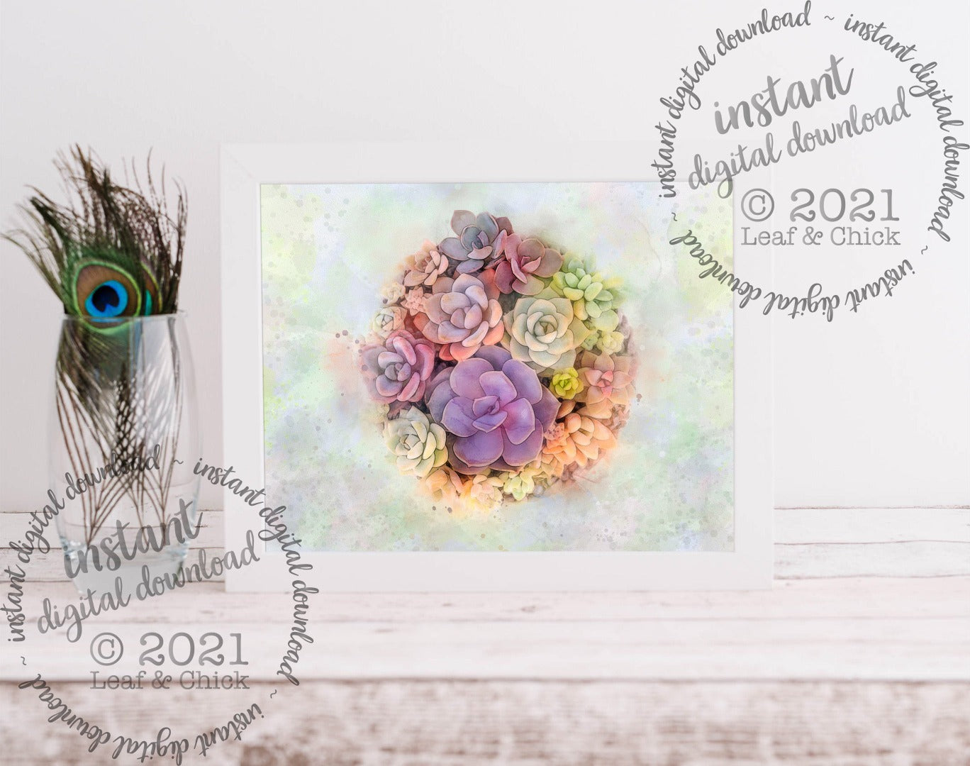 an example of colourful succulent art framed