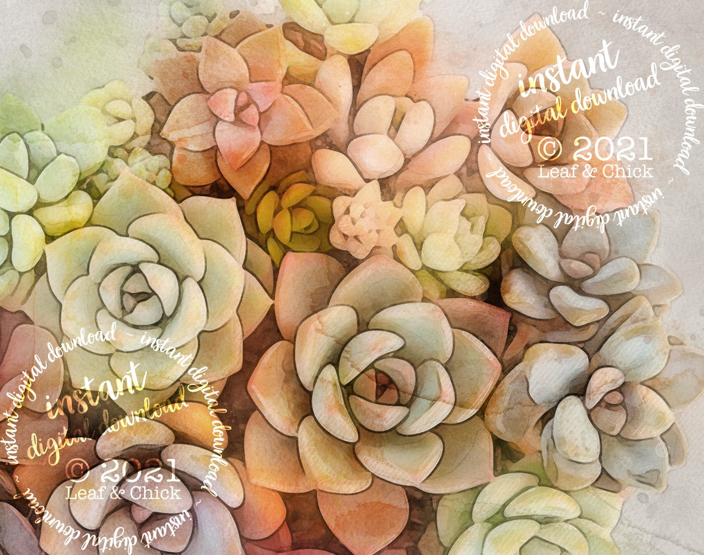 Watercolour Succulent Bouquet | INSTANT DOWNLOAD | 1009