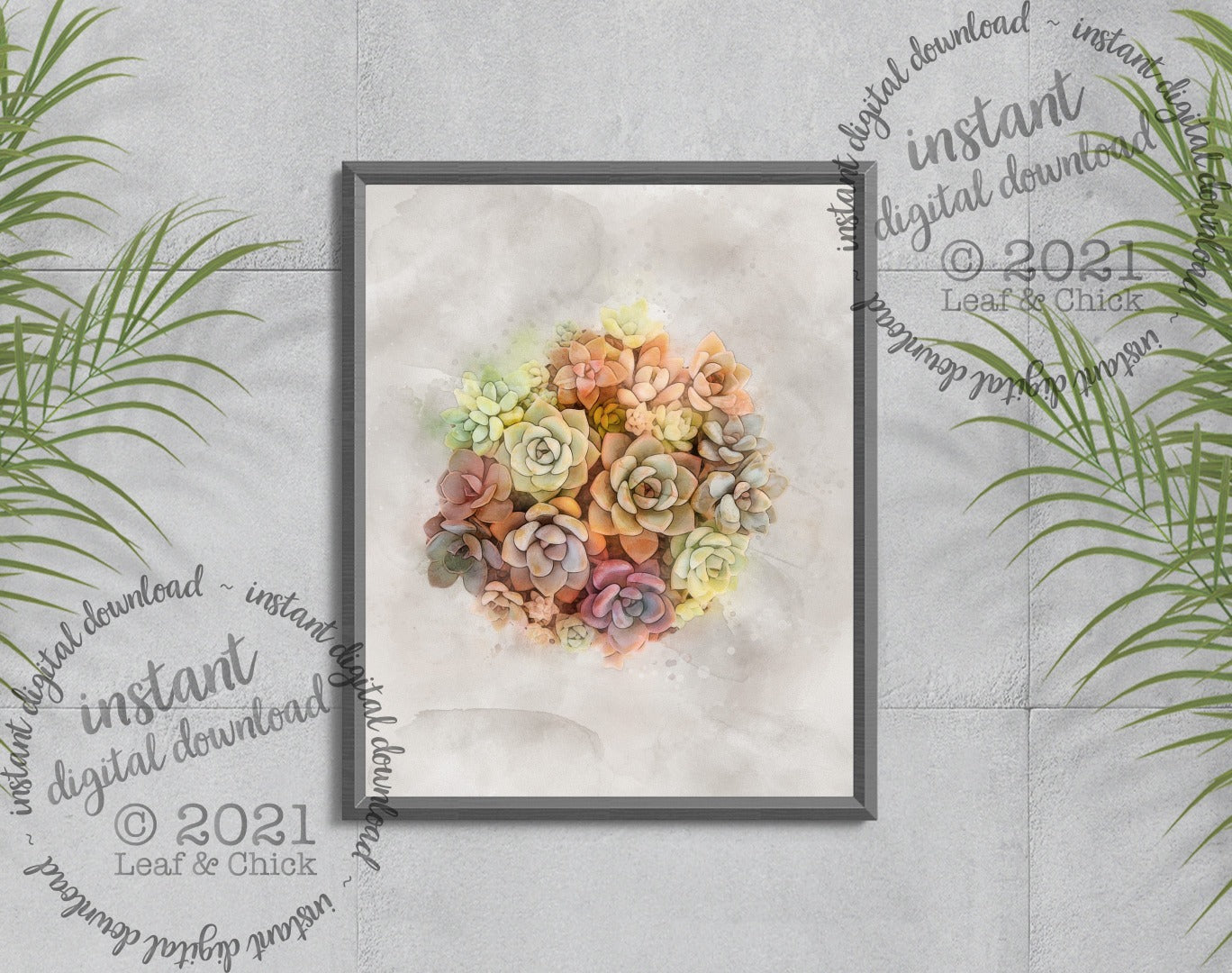 Watercolour Succulent Bouquet | INSTANT DOWNLOAD | 1009