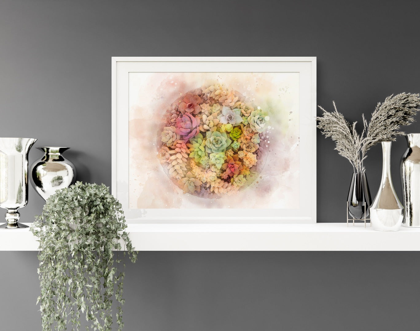 succulent art mocked up and sitting on a shelf