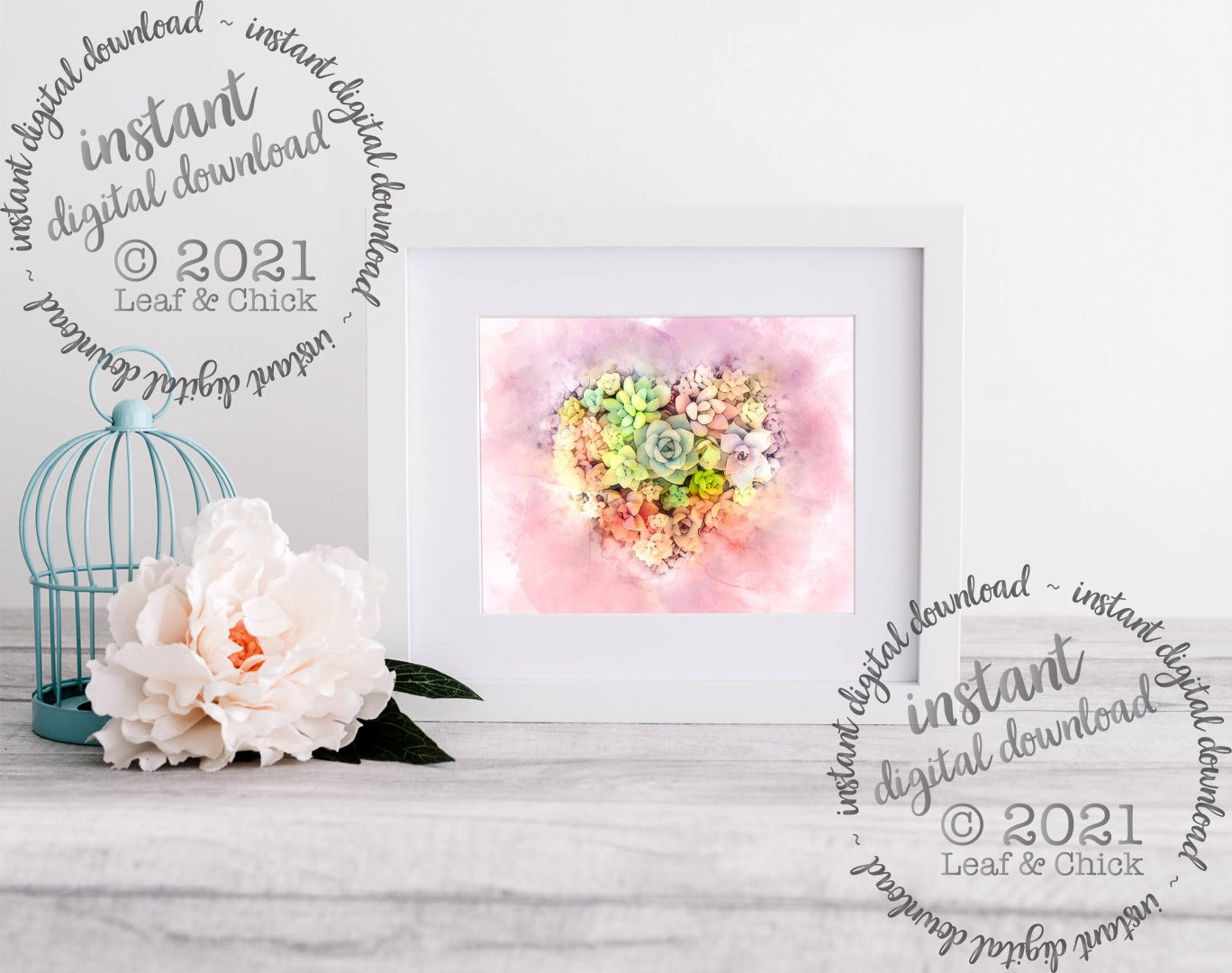 Watercolour Succulent Heart | INSTANT DOWNLOAD | 1011