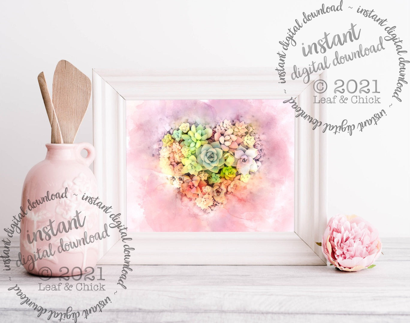 Watercolour Succulent Heart | INSTANT DOWNLOAD | 1011