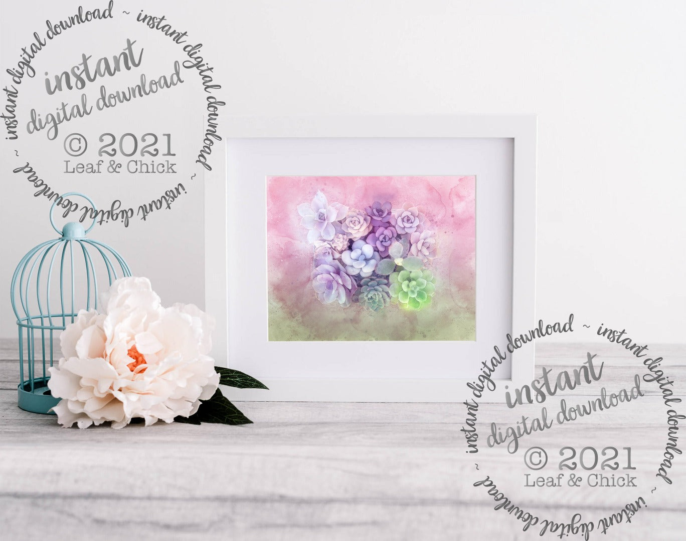 succulent art ready to download, print and frame