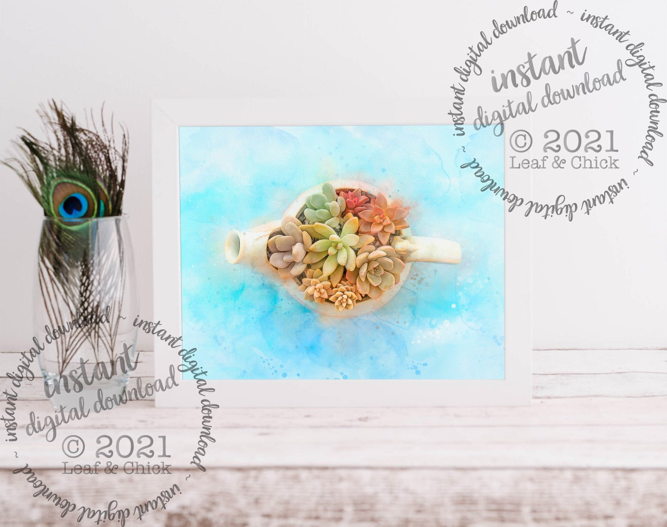 Teapot of Succulents | INSTANT DOWNLOAD | 1014