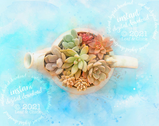 Teapot of Succulents | INSTANT DOWNLOAD | 1014