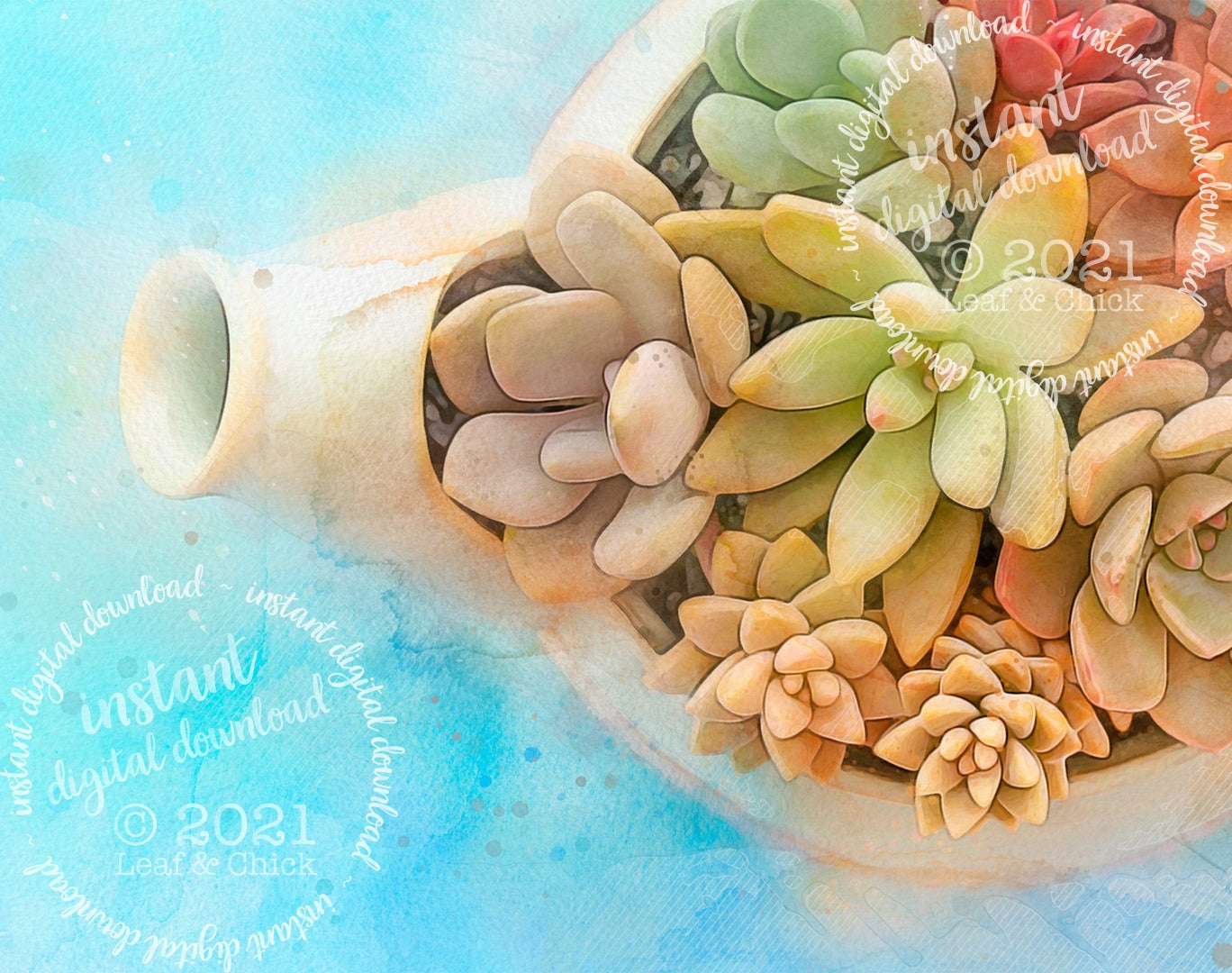 Teapot of Succulents | INSTANT DOWNLOAD | 1014