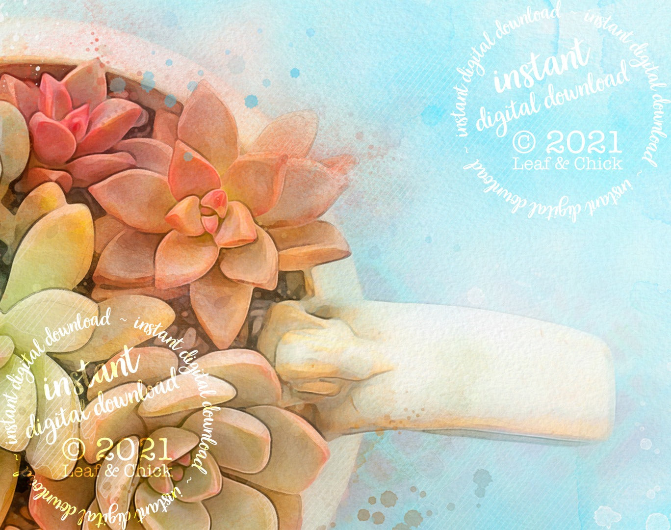 Teapot of Succulents | INSTANT DOWNLOAD | 1014