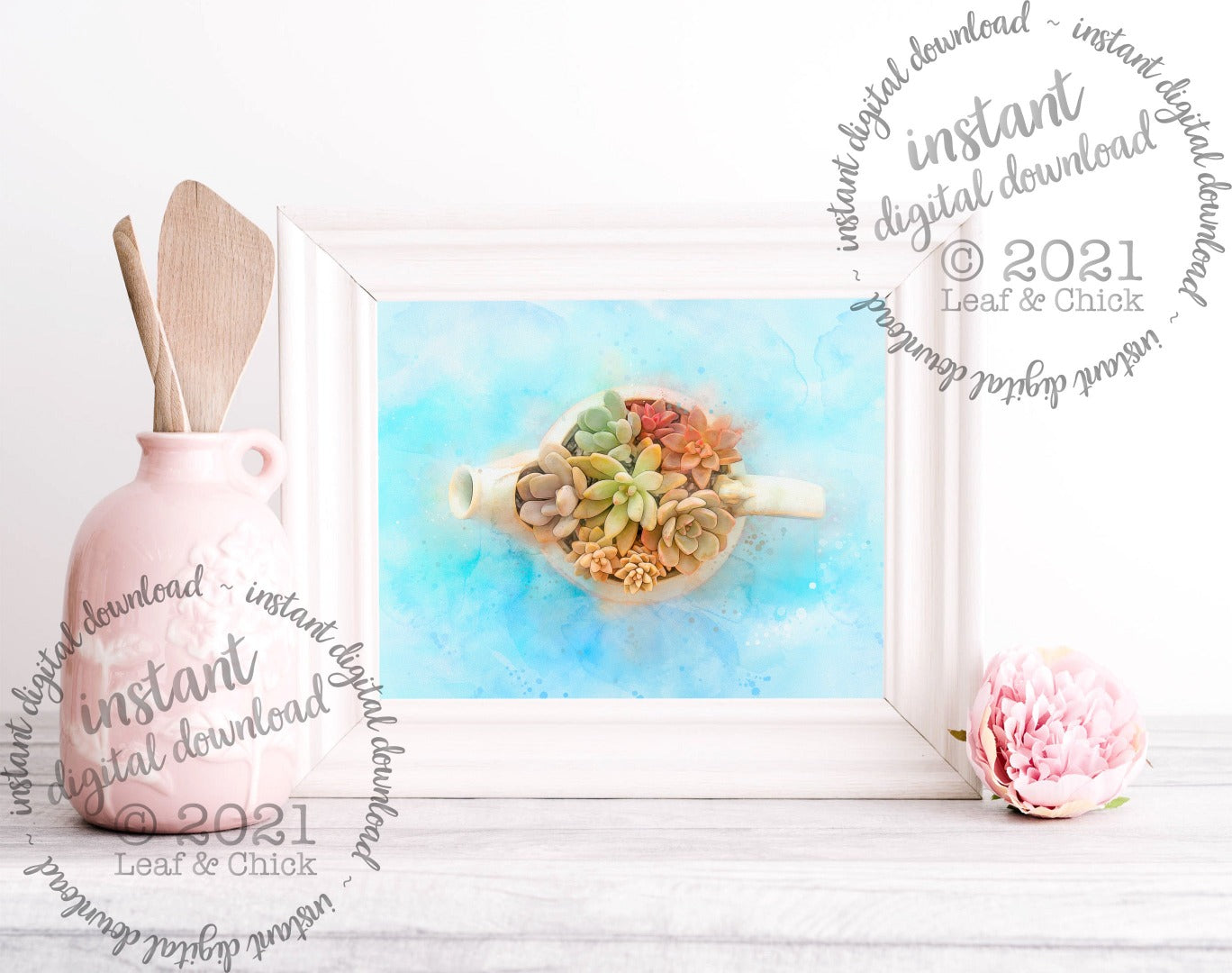 Teapot of Succulents | INSTANT DOWNLOAD | 1014