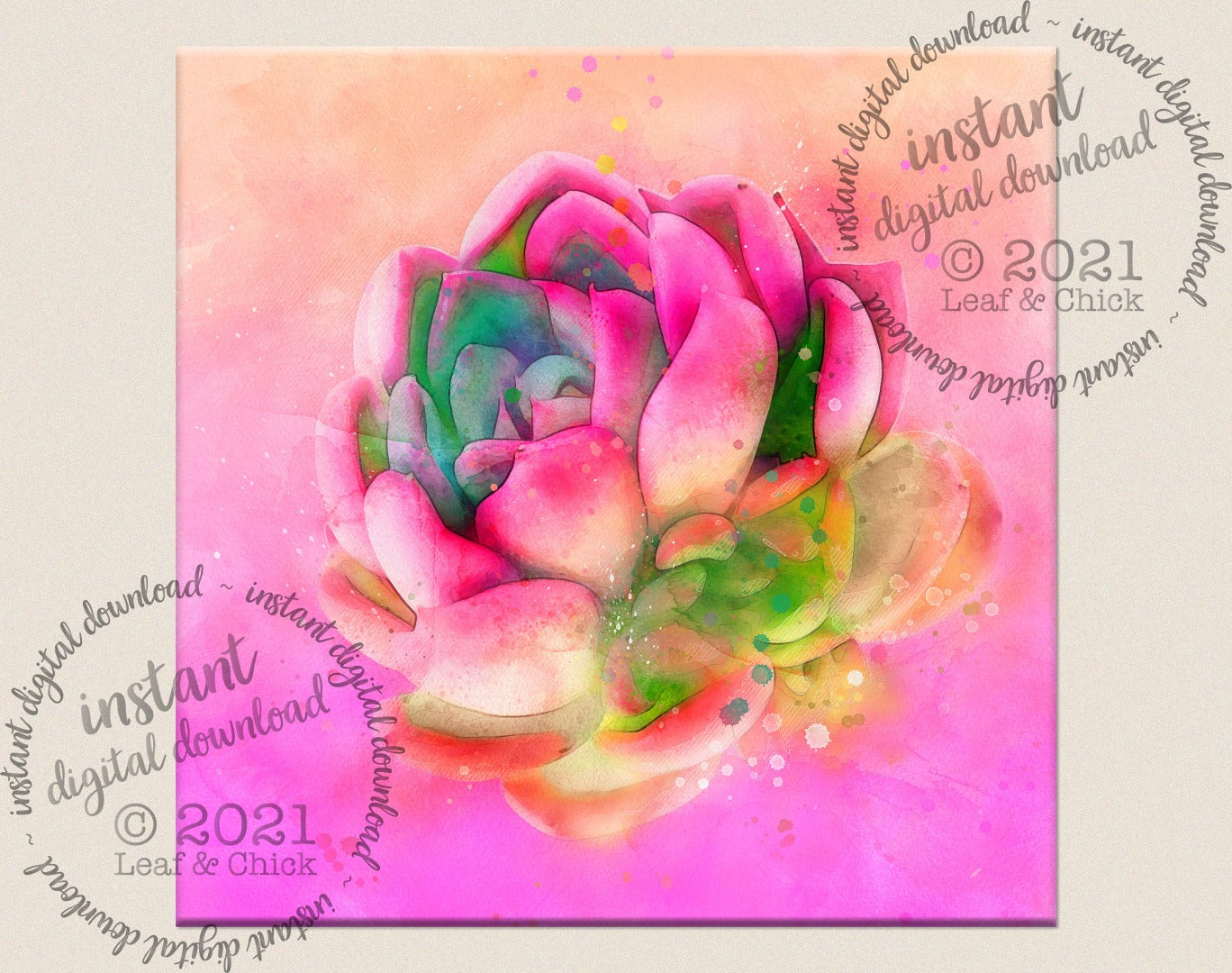 Vibrant Pink Watercolour | INSTANT DOWNLOAD | 1017