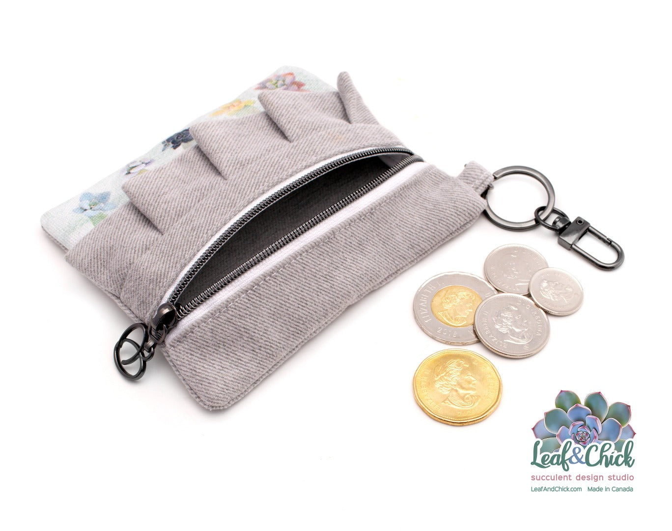 Leaf and Chick coin purse with gunmetal details