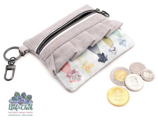 coin purse with succulent design