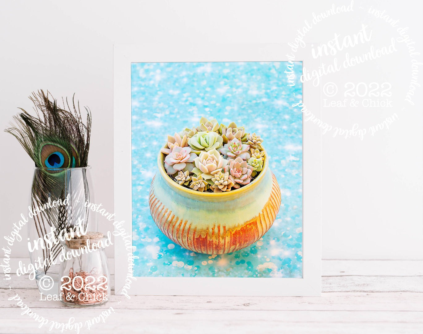 a bowl of succulents ready to download, print and frame