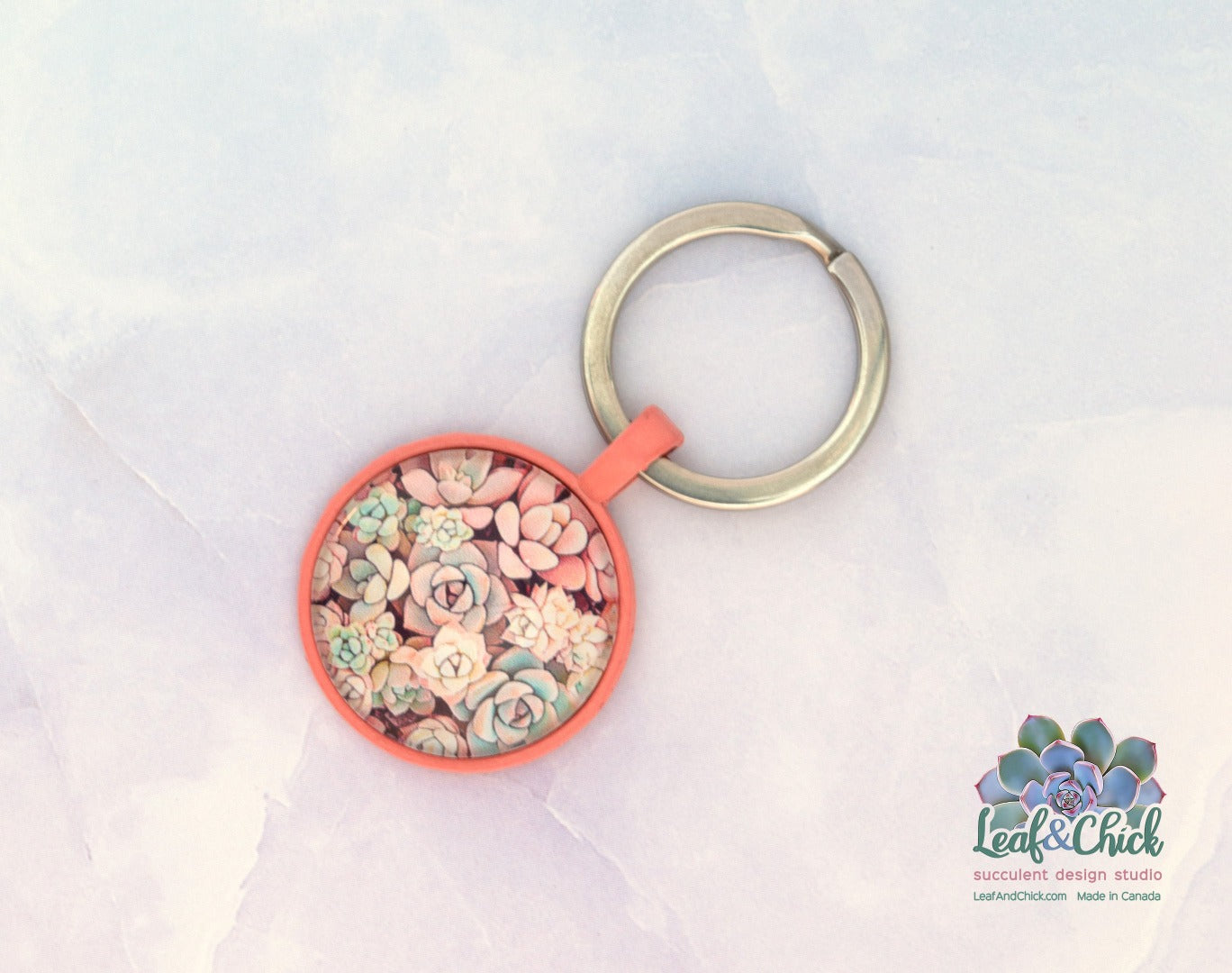 pink succulent keychain