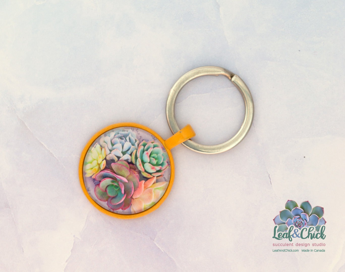 yellow succulent keychain