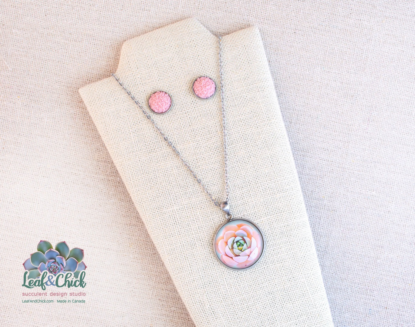necklace and earring set by Leaf and Chick