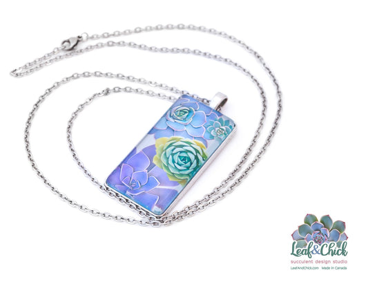chunky succulent pendant in purples