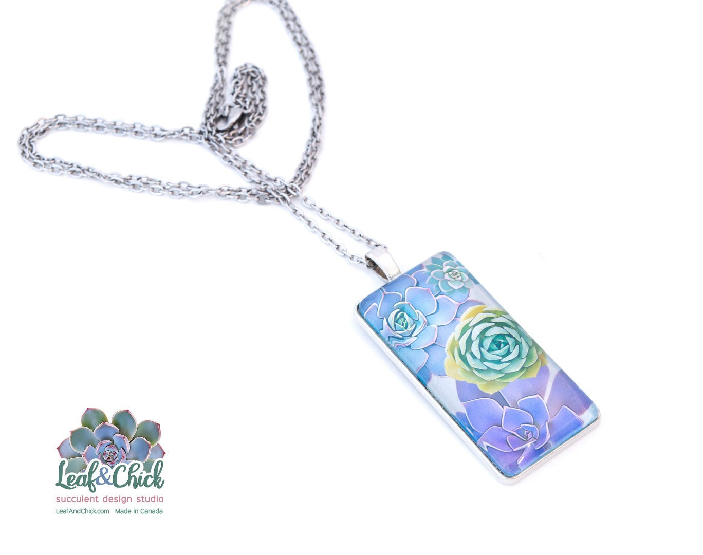 chunky succulent pendant in purples