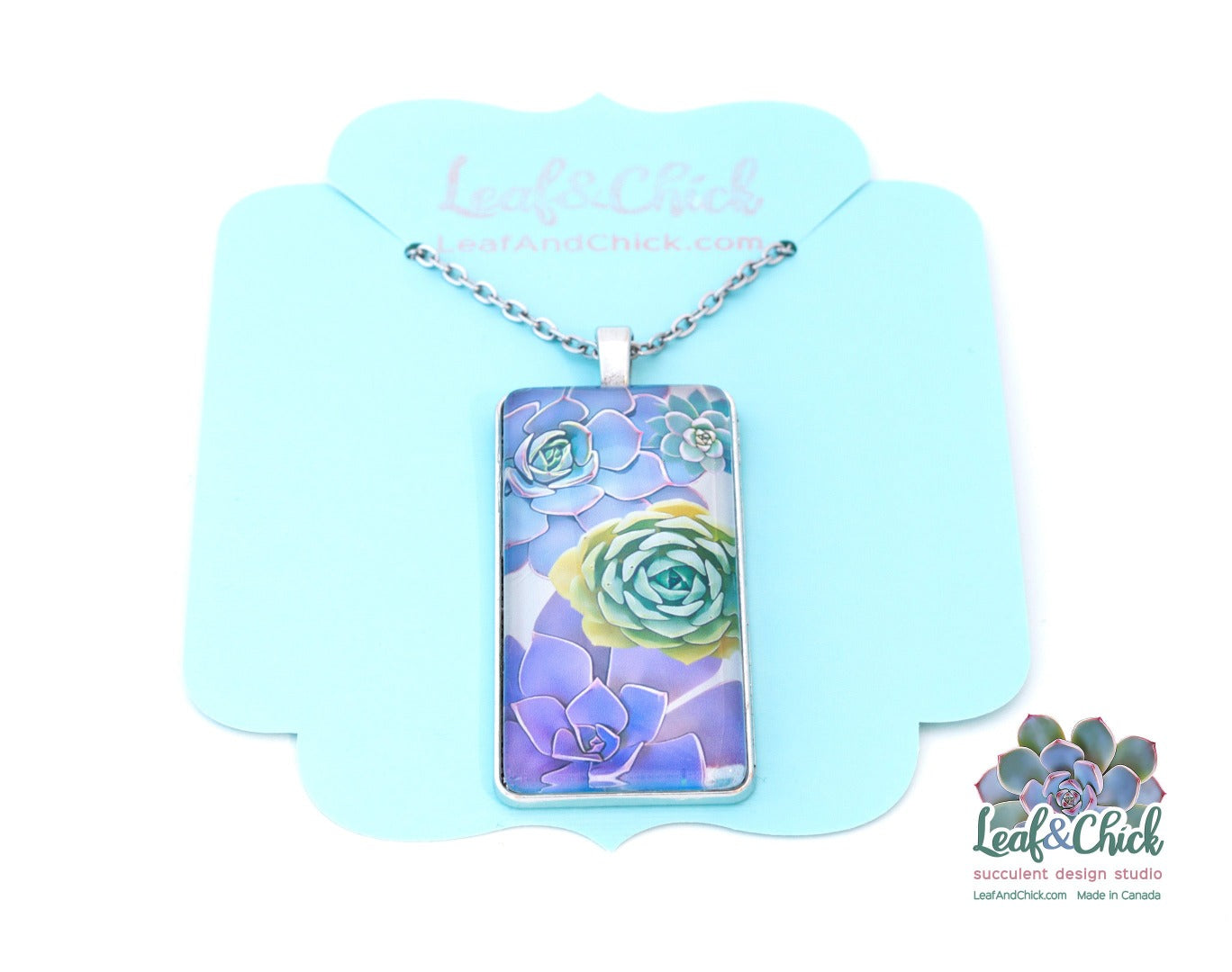 pendant in shades of purples and greens