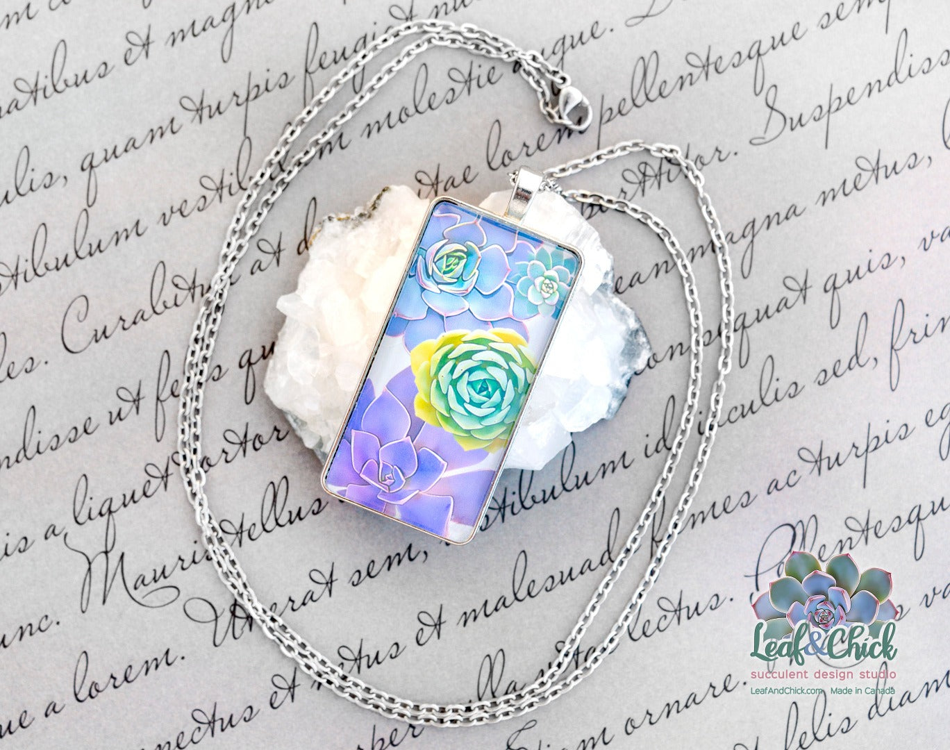 succulent necklace with 70 cm chain