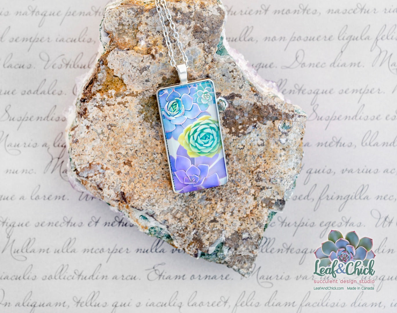chunky succulent pendant in purples