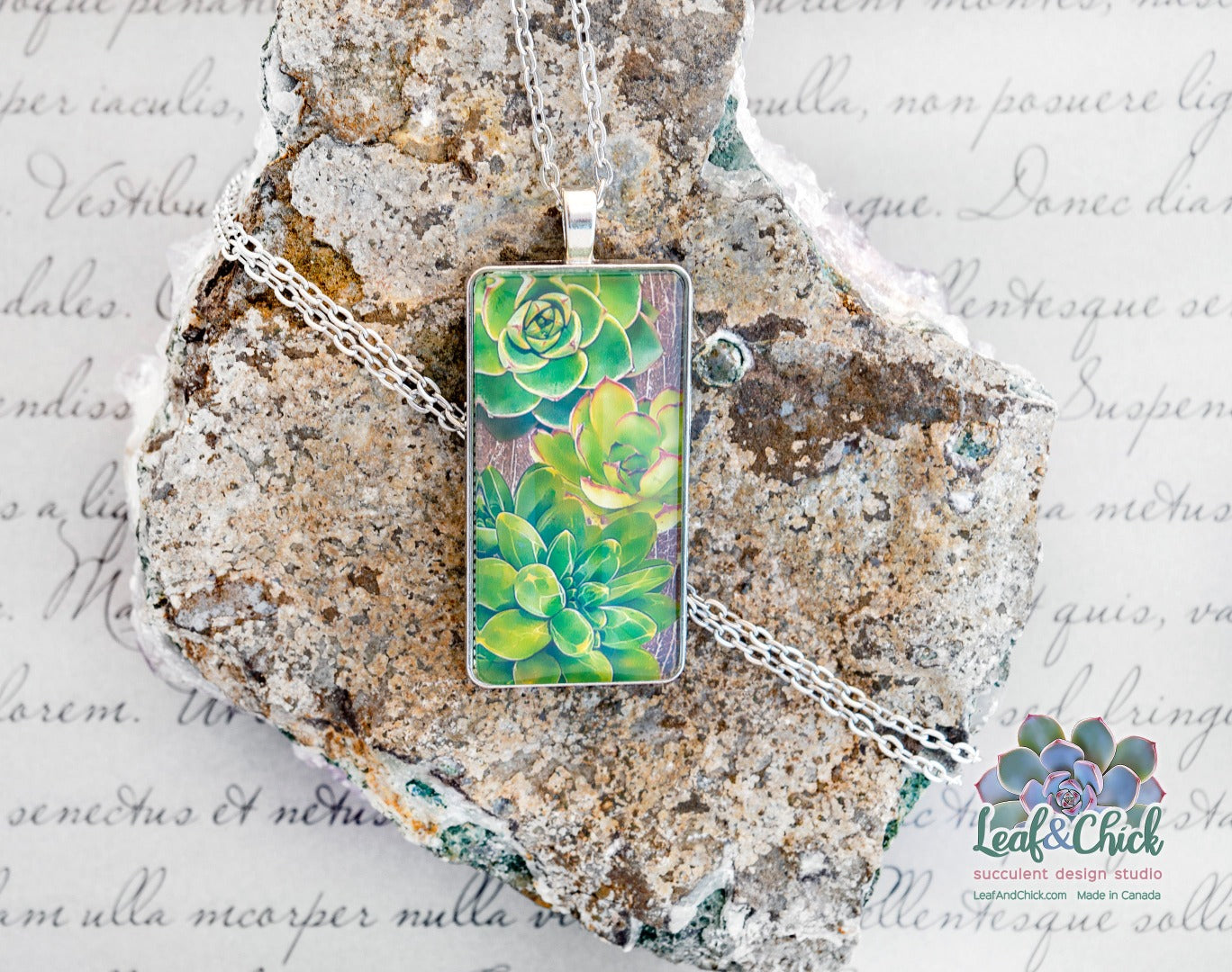 chunky succulent pendant in greens