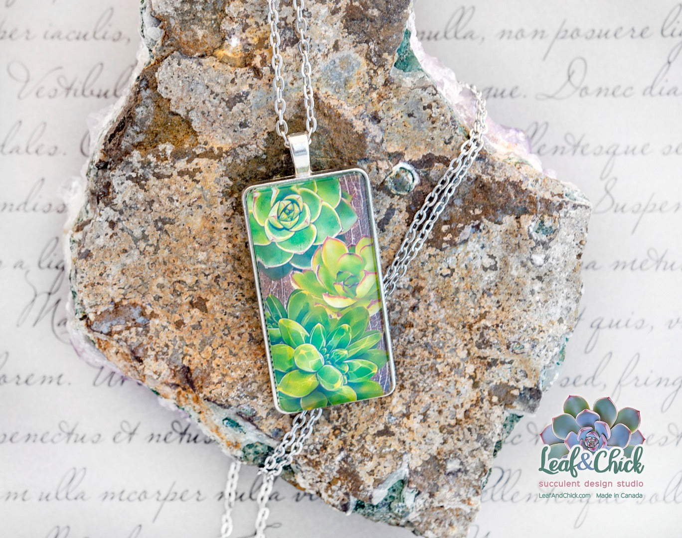 chunky succulent pendant in greens