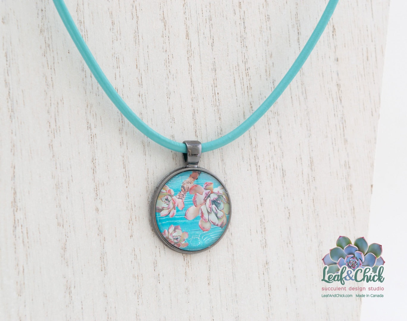 Turquoise Leather Art Necklace